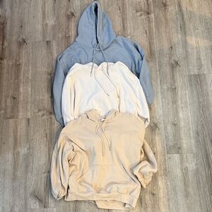 H&M Women’s 3 Hoodies: Blue, Cream, and Tan